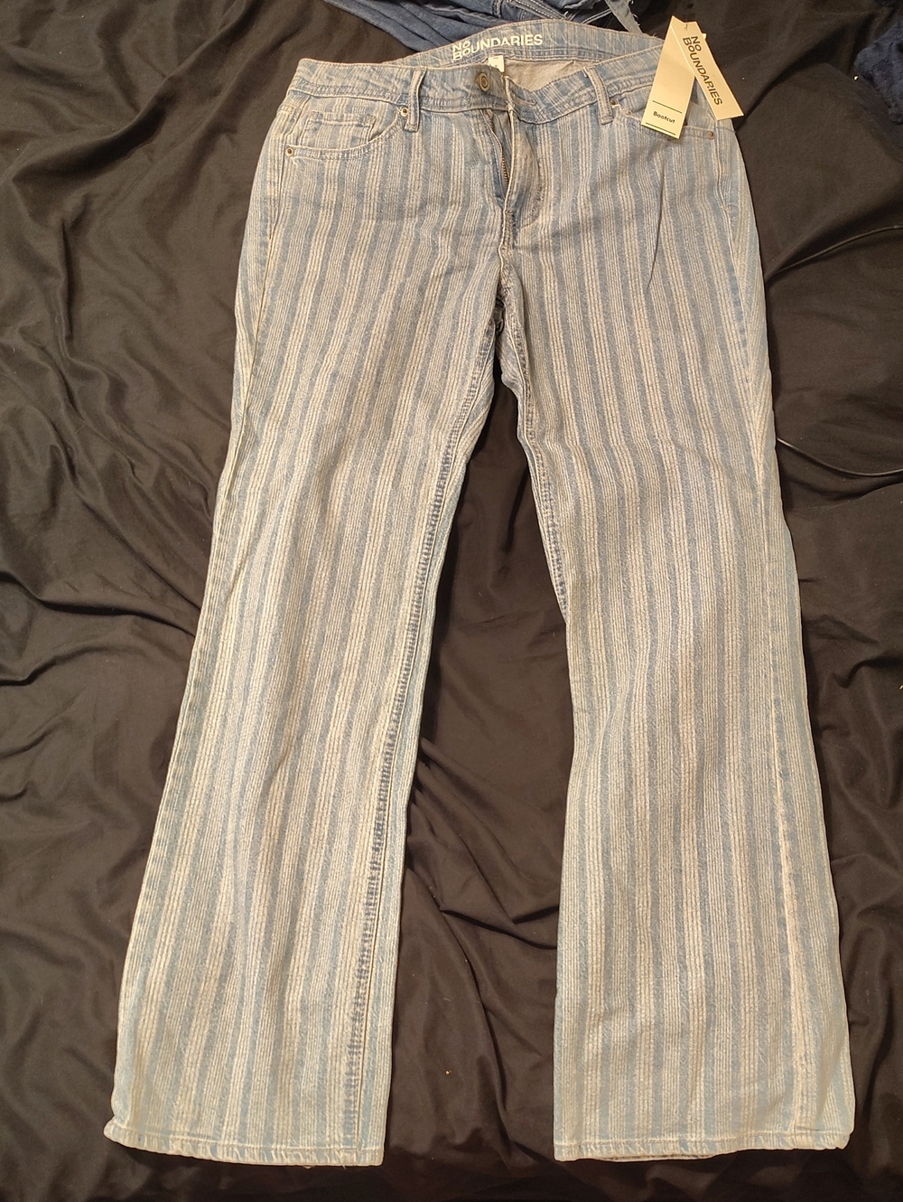 No Boundaries Light Blue Striped Flare Jeans